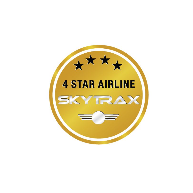 Ikona wyróżnienia Skytrax dla czterogwiazdkowej linii lotniczej