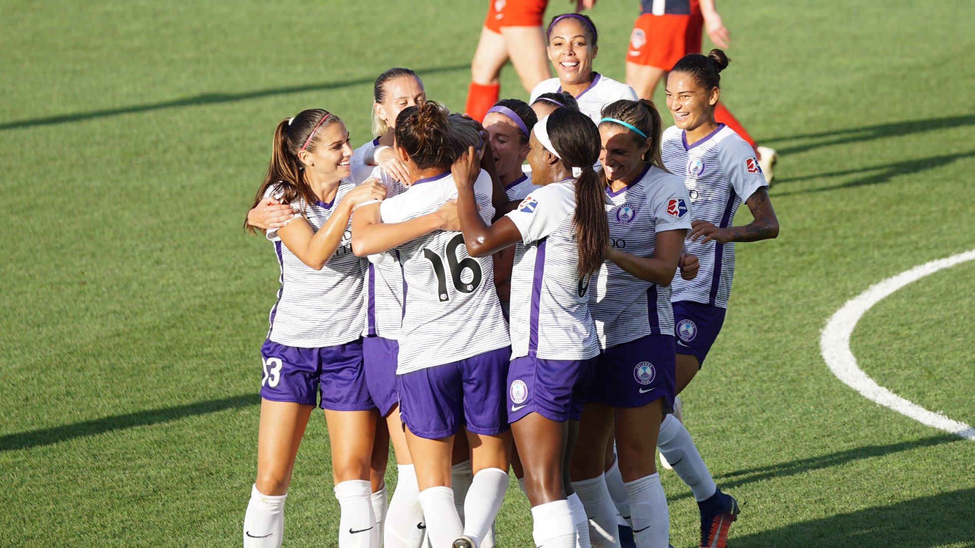 Women's football team on the field