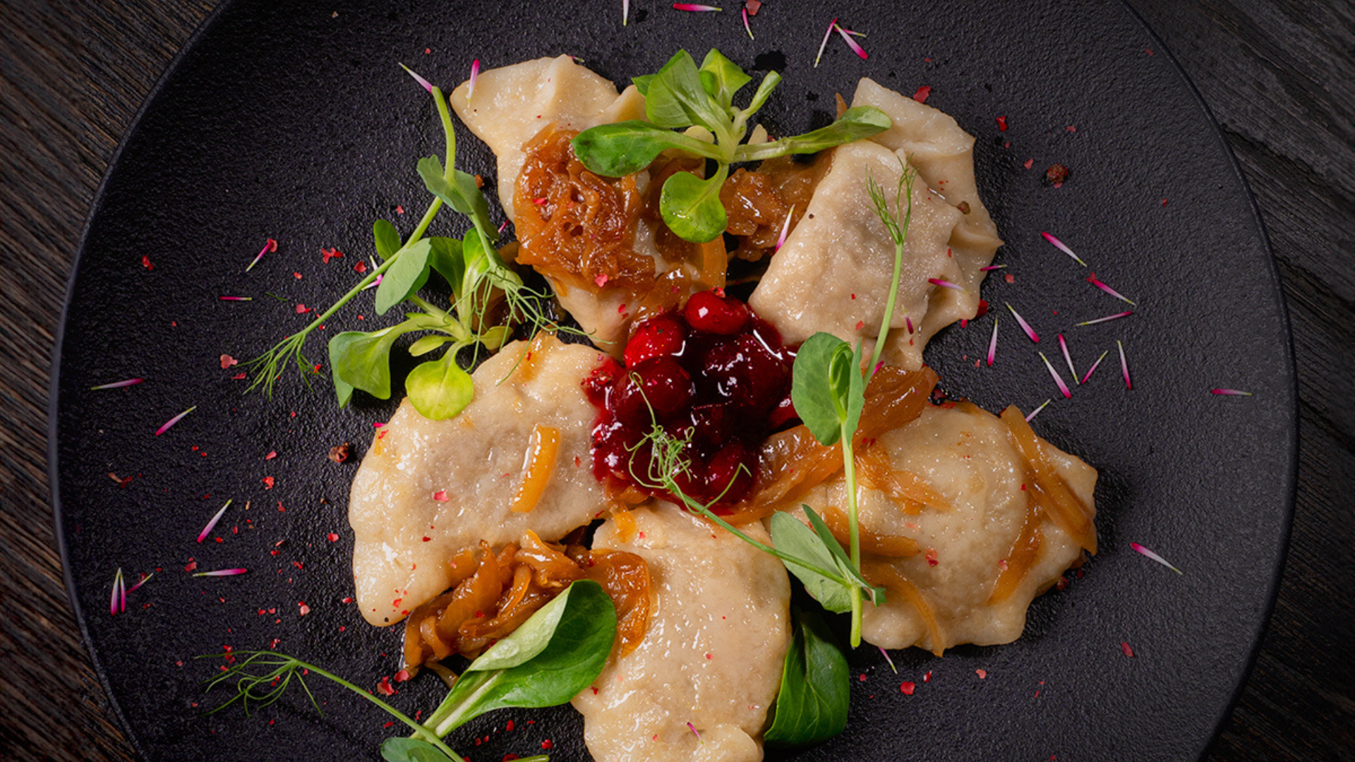 Pierogi on a plate at Mateusz Gessler’s restaurant