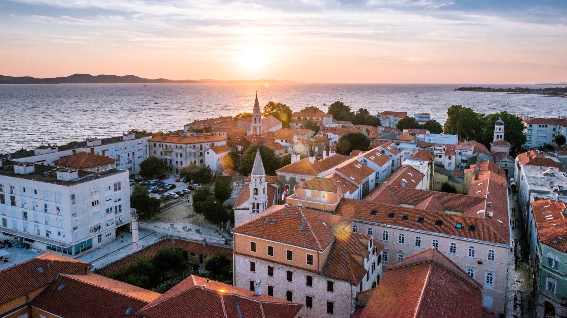 Panorama of Zadar at sunset