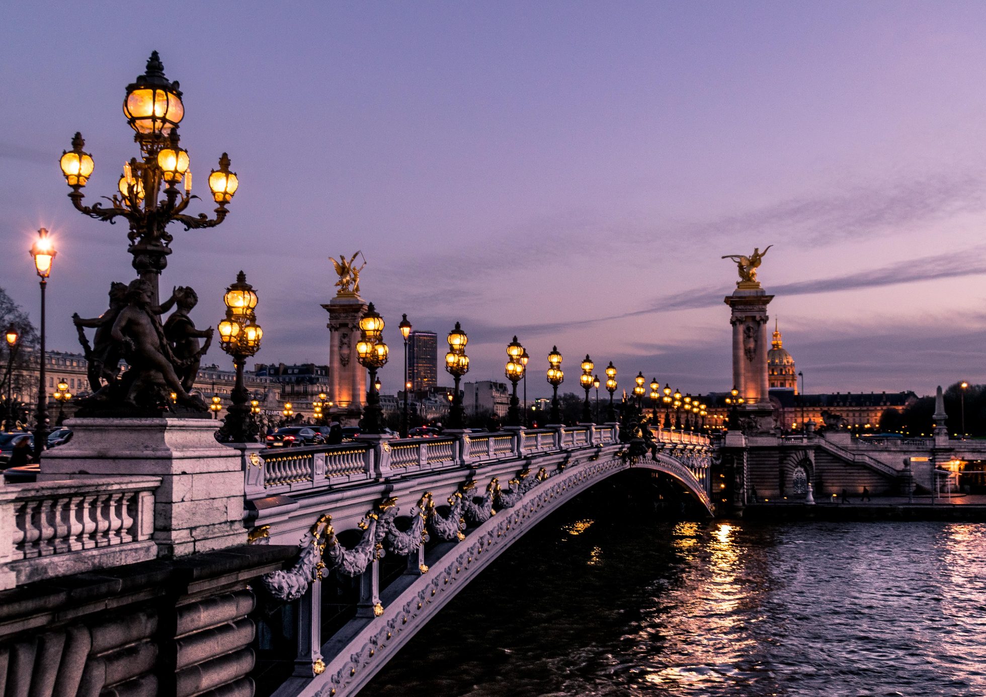 View of the Aleksander III bridge in Paris