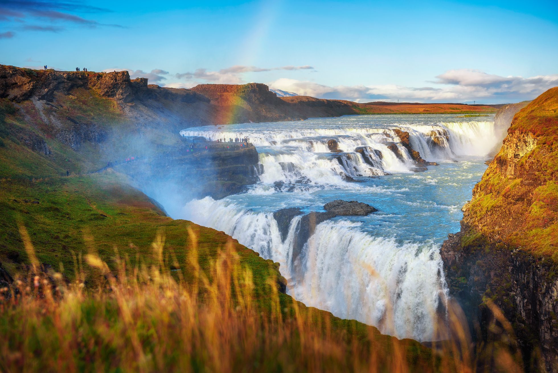 Wodospad Gullfoss i rzeka Olfusa w południowo-zachodniej Islandii