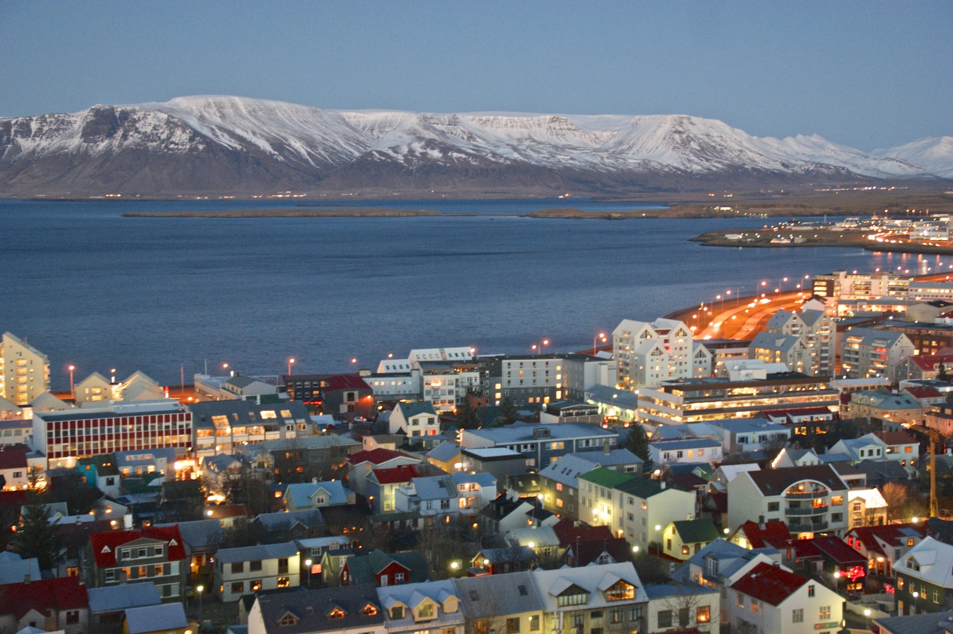 Widok z lotu ptaka na Reykjavik