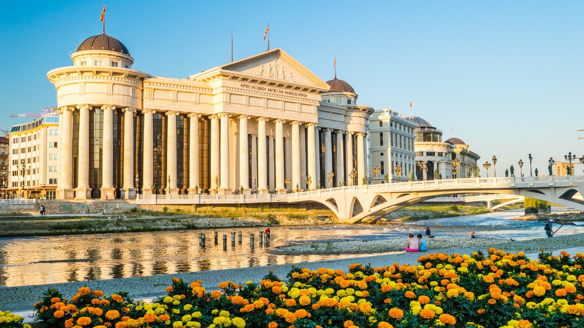 Macedonia Archaeological Museum and a bridge of civilization in the Skopje center