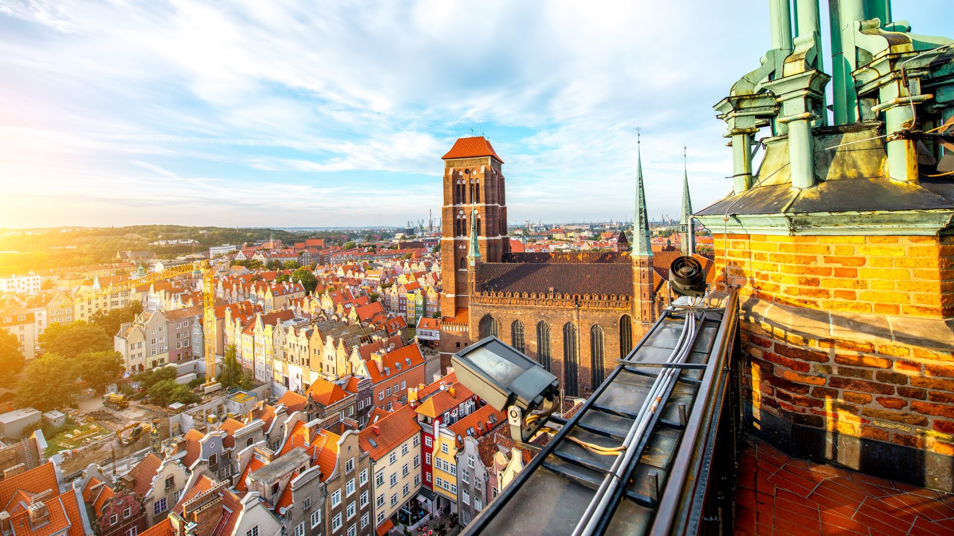 View of the city from a bird's eye view in Gdańsk