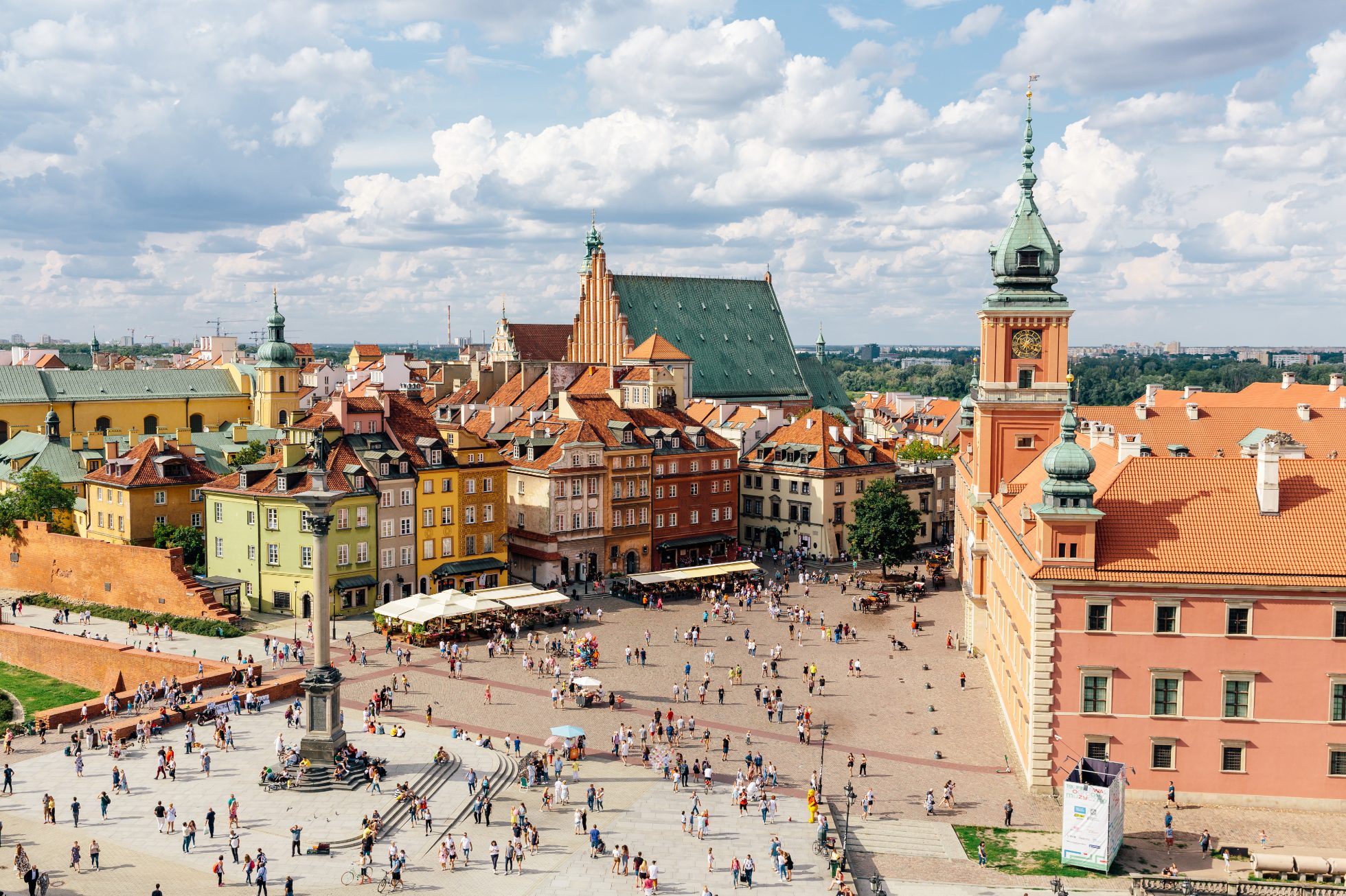 Old Town in Warsaw - Royal Castle and Column of Zygmunt