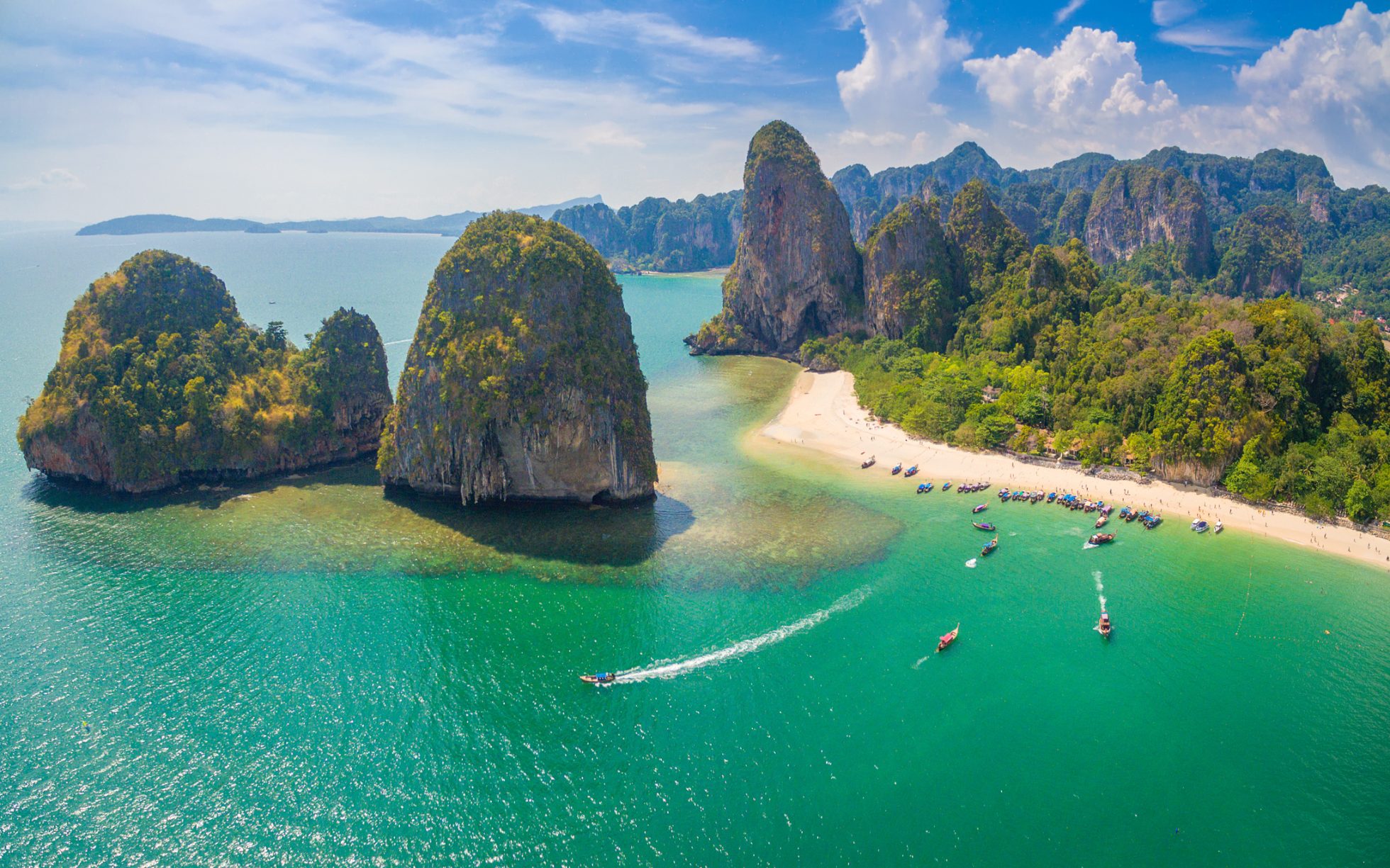Aerial View of Maya Bay Paradise Beach from Krabi Thailand