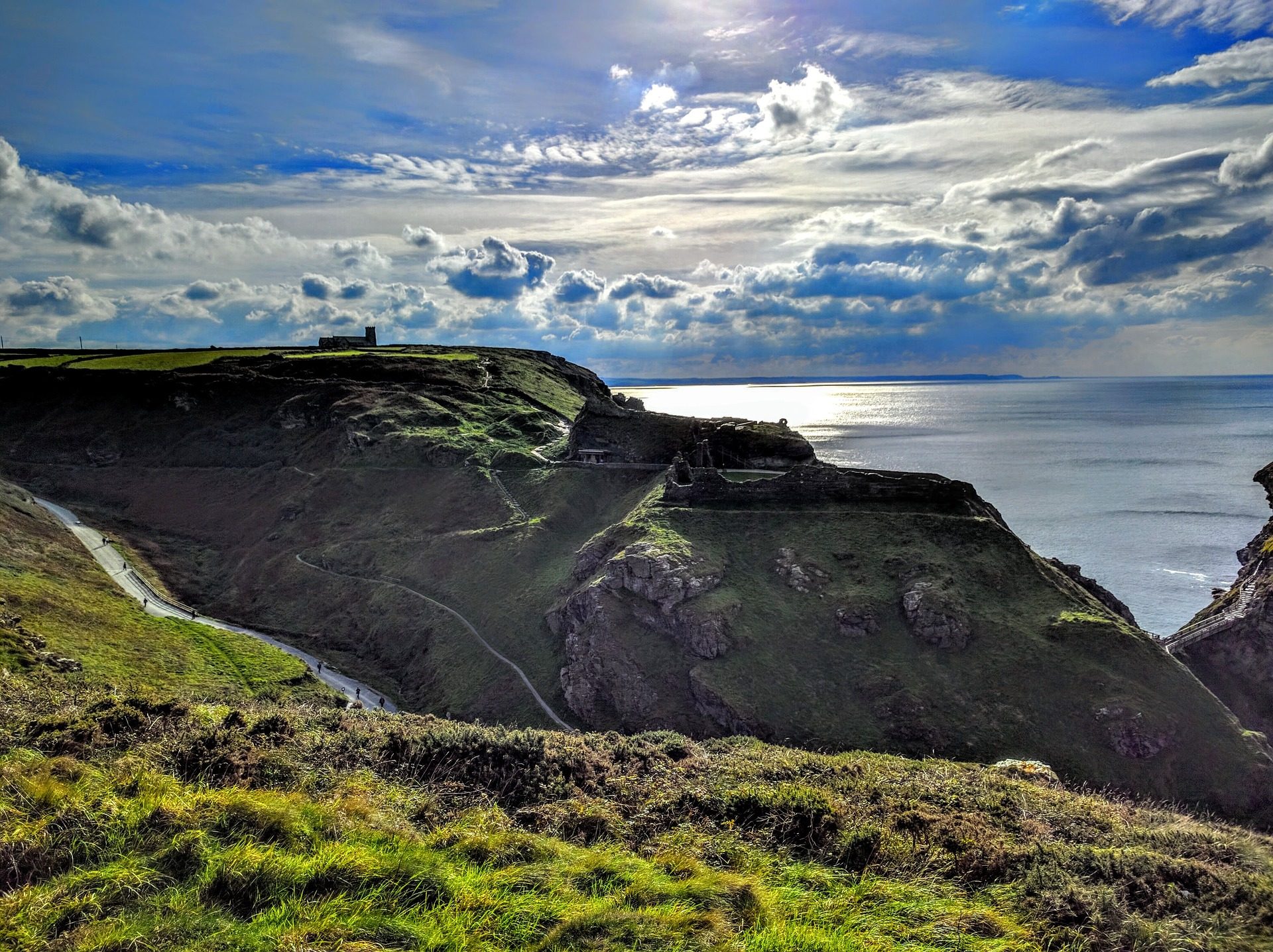 panorama of Tintagel in Cornwall, UK