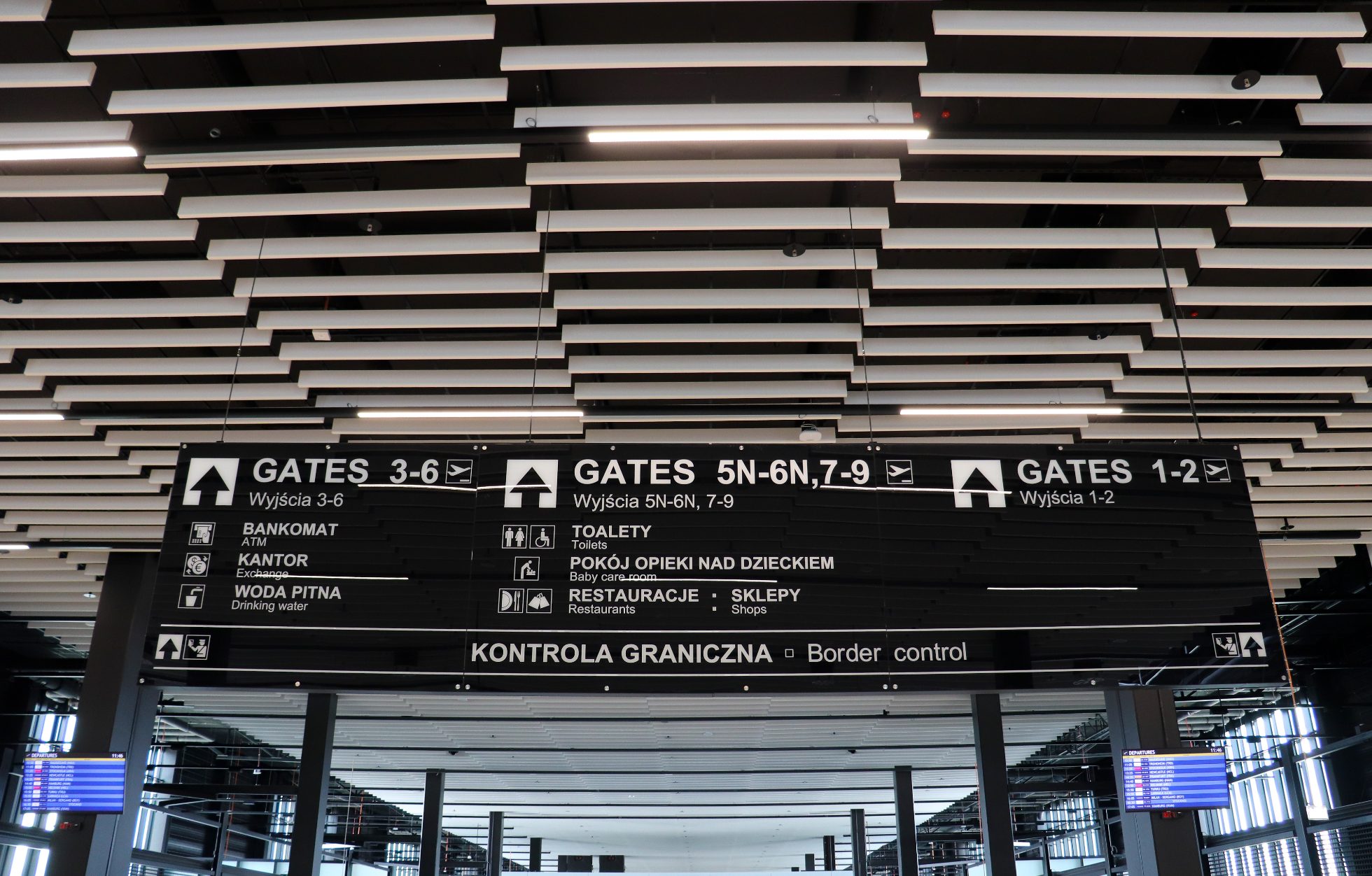 Information board at the airport in Radom