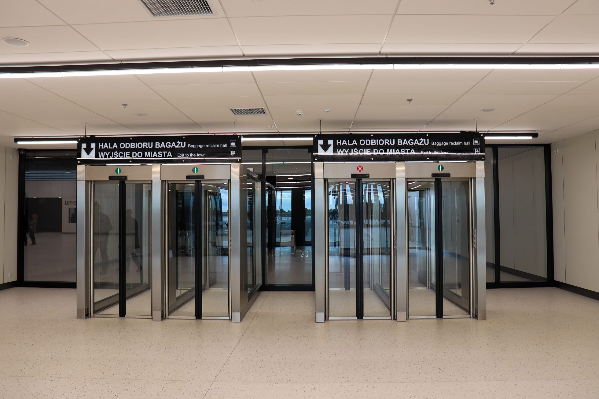 Interior of the airport in Radom. Transition to the luggage collection hall