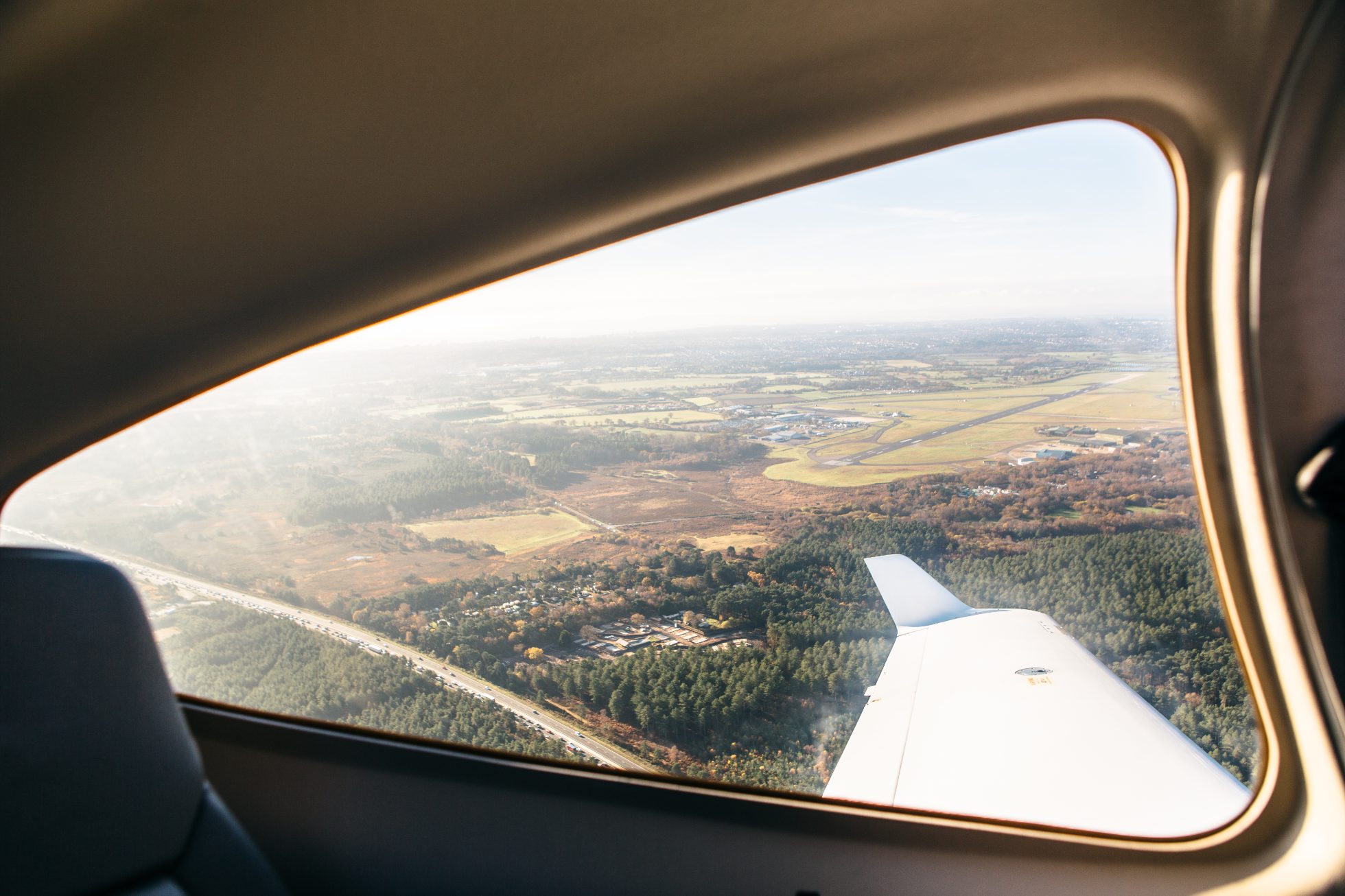 The airport from the perspective of a plane
