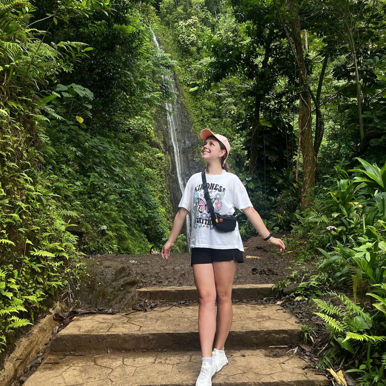 To ja przy wodospadzie Manoa Falls