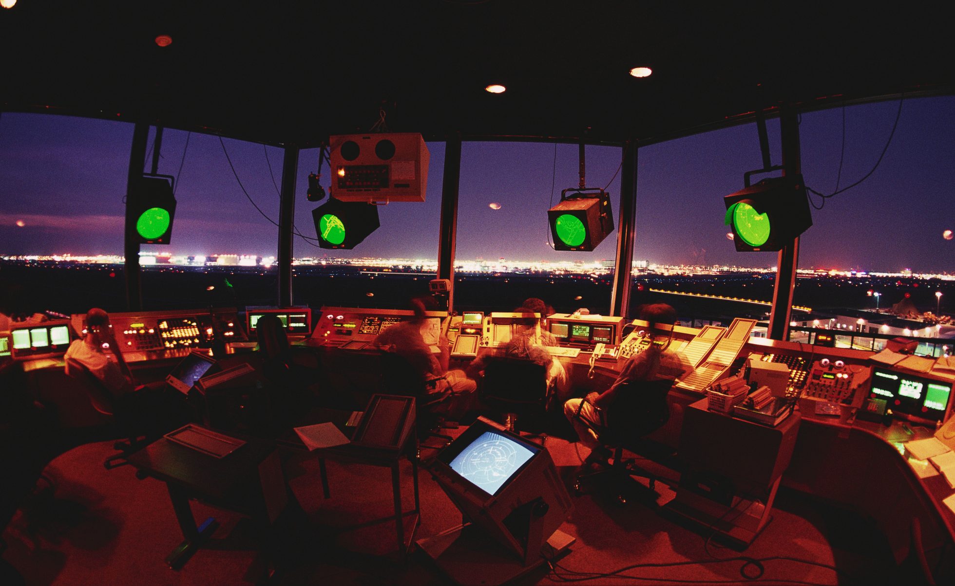 ATC tower after dark