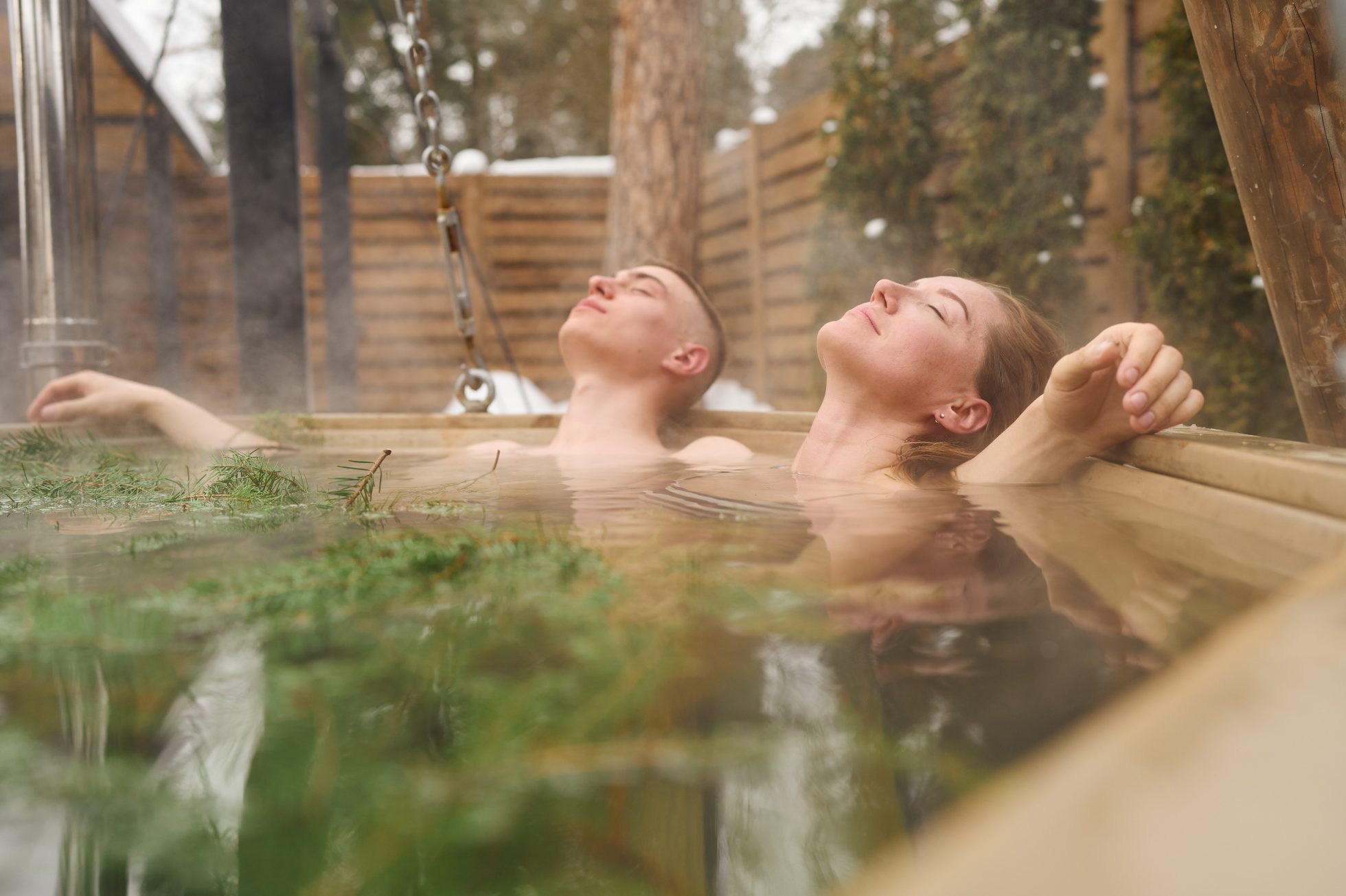 Couple relaxing at the spa