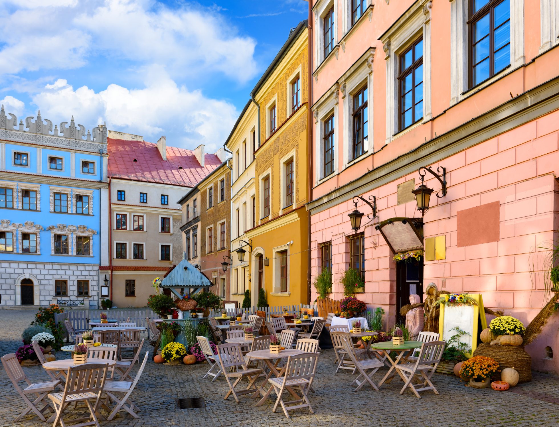 Colorful townhouses in Lublin, the most beautiful cities in Poland