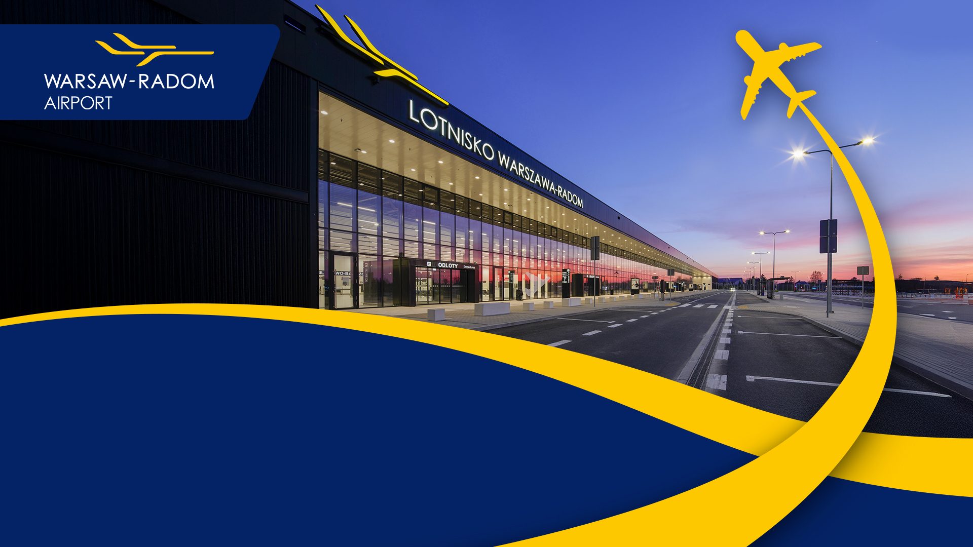 Lotnisko w Radomiu podczas zachodu słońca