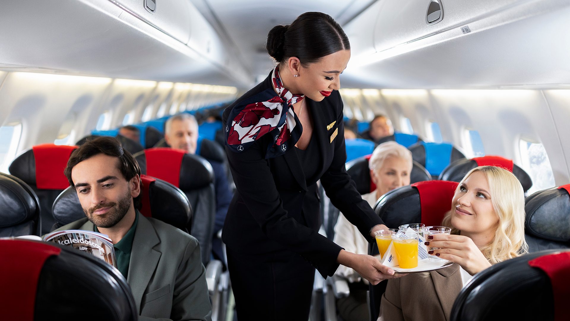 Passengers sitting on the plane