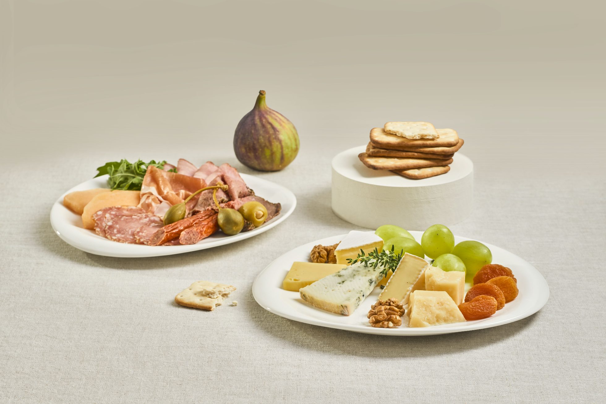 The image shows a variety of snacks on a plate.